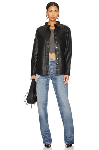 One Teaspoon Aria Leather Oversized Shacket in Black from Revolve.com | Revolve Clothing (Global)
