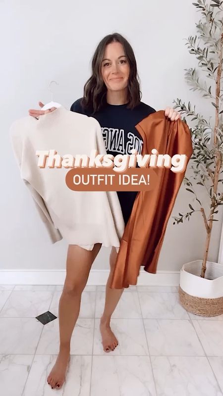 Thanksgiving outfit - holiday outfit - satin skirt rom Amazon runs true t size, I’m wearing a small. Amazon sweater also runs true to size. Paired with booties and a dumpling bag! 

#LTKunder50 #LTKSeasonal #LTKHoliday