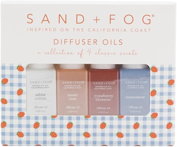 Sand + Fog Diffuser Oils Gift Set, 4 Pack, 0.33 fl oz Each (Cotton, Rose, Strawberry, Innocence) | Amazon (US)