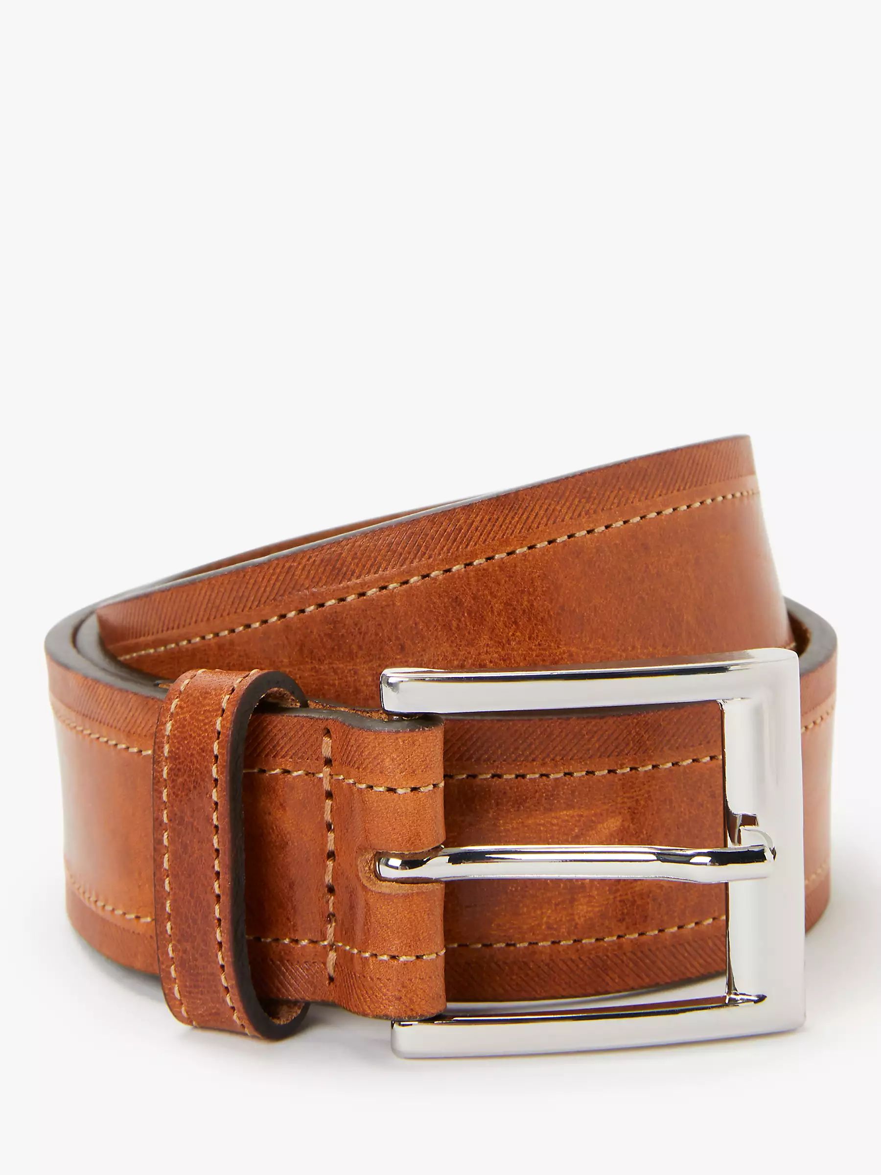 John Lewis & Partners Made in Italy Leather Chino Belt, Brown | John Lewis (UK)