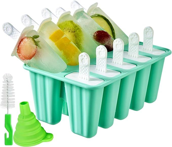 Popsicle Molds 10 Pieces Silicone Ice Pop Molds Popsicle Mold Reusable Easy Release Ice Pop Maker... | Amazon (US)