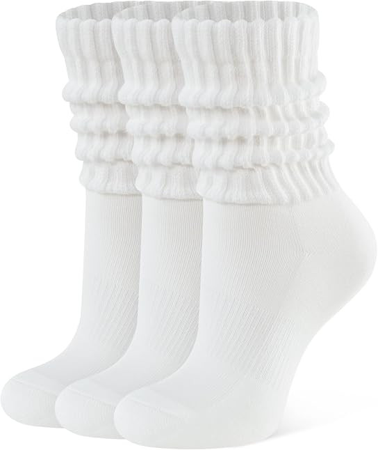 CLOSEMATE Womens Crew Socks Scrunch Slouchy Retro Socks for Women 3 Pairs | Amazon (US)