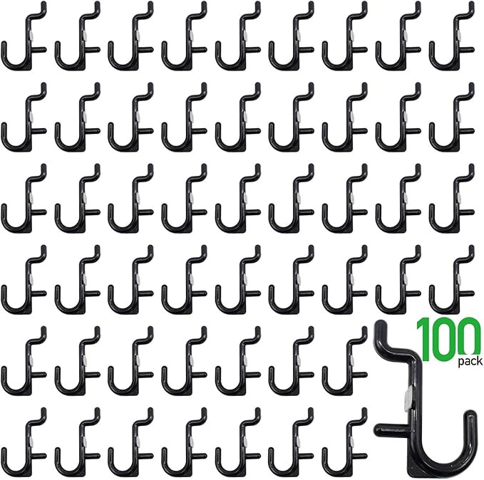Colorstorm Pegboard Hooks Kit Pegboard J Hook Assortment 100PK Black Peg Hooks | Amazon (US)