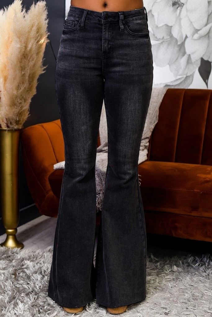 Editorial Moments Black Bell Bottom Jeans - K641BK | Tee for the Soul