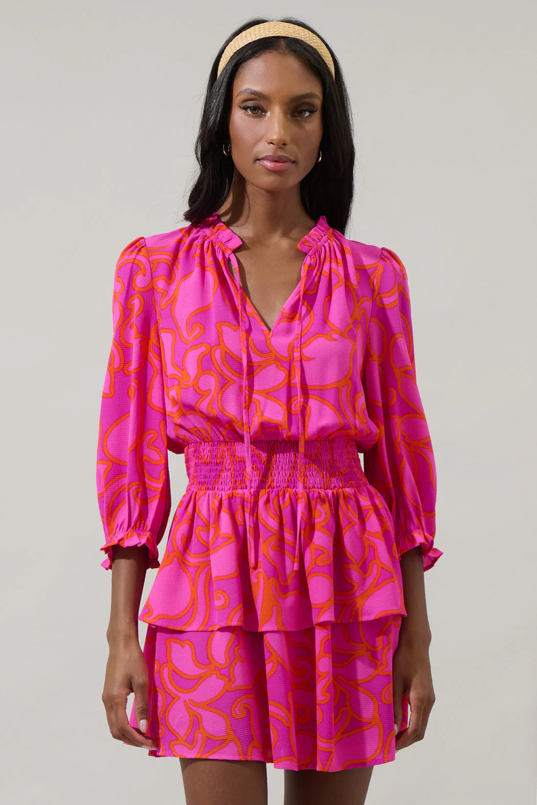 Inara Floral Starla Smocked Tiered Mini Dress | Sugarlips