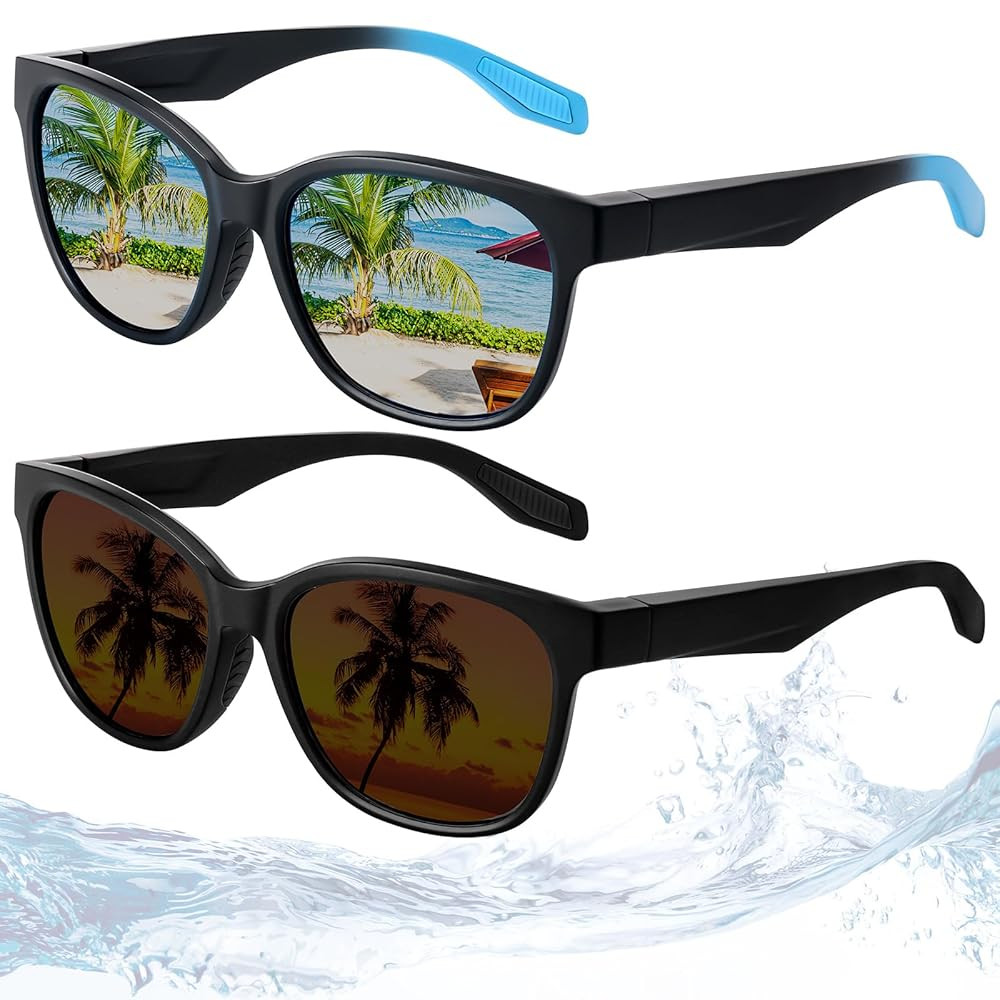 Geiserailie 2 Pcs Polarized Floating Fishing Sunglasses UV Protection Ultralight Frame for Men Wo... | Amazon (US)