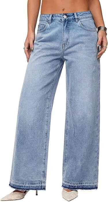 EMMIOL High Waisted Baggy Jeans Women Tall Y2K Wide Leg Jean | Amazon (US)