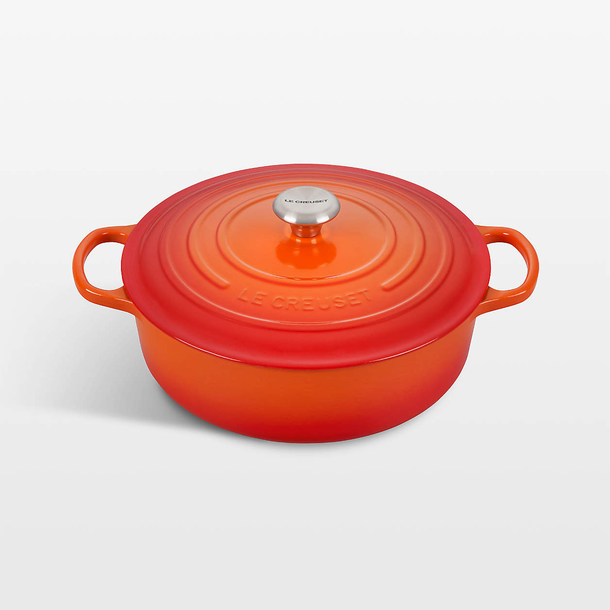 Le Creuset Graphite 6.75-Qt. Round Wide Dutch Oven + Reviews | Crate & Barrel | Crate & Barrel