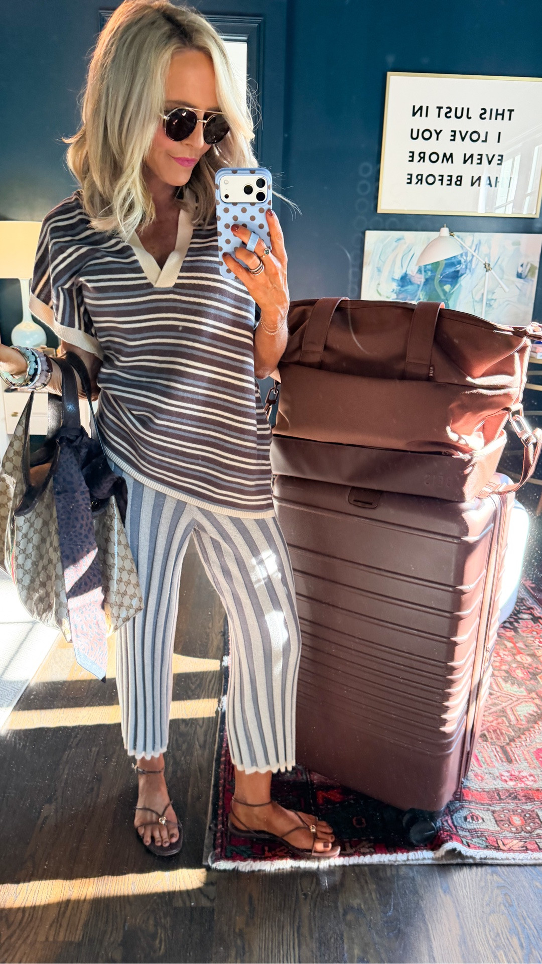 the perfect travel attire - wearing XS in sweater set! @beistravel for the win!!