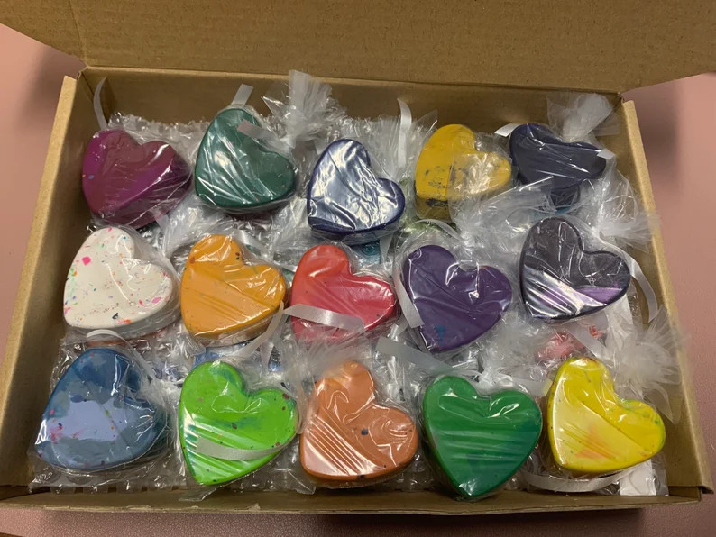24 Heart Crayons Classroom Gifts 1st Day of School Gifts Hearts Valentines Day Kids Christmas Sto... | Etsy (US)