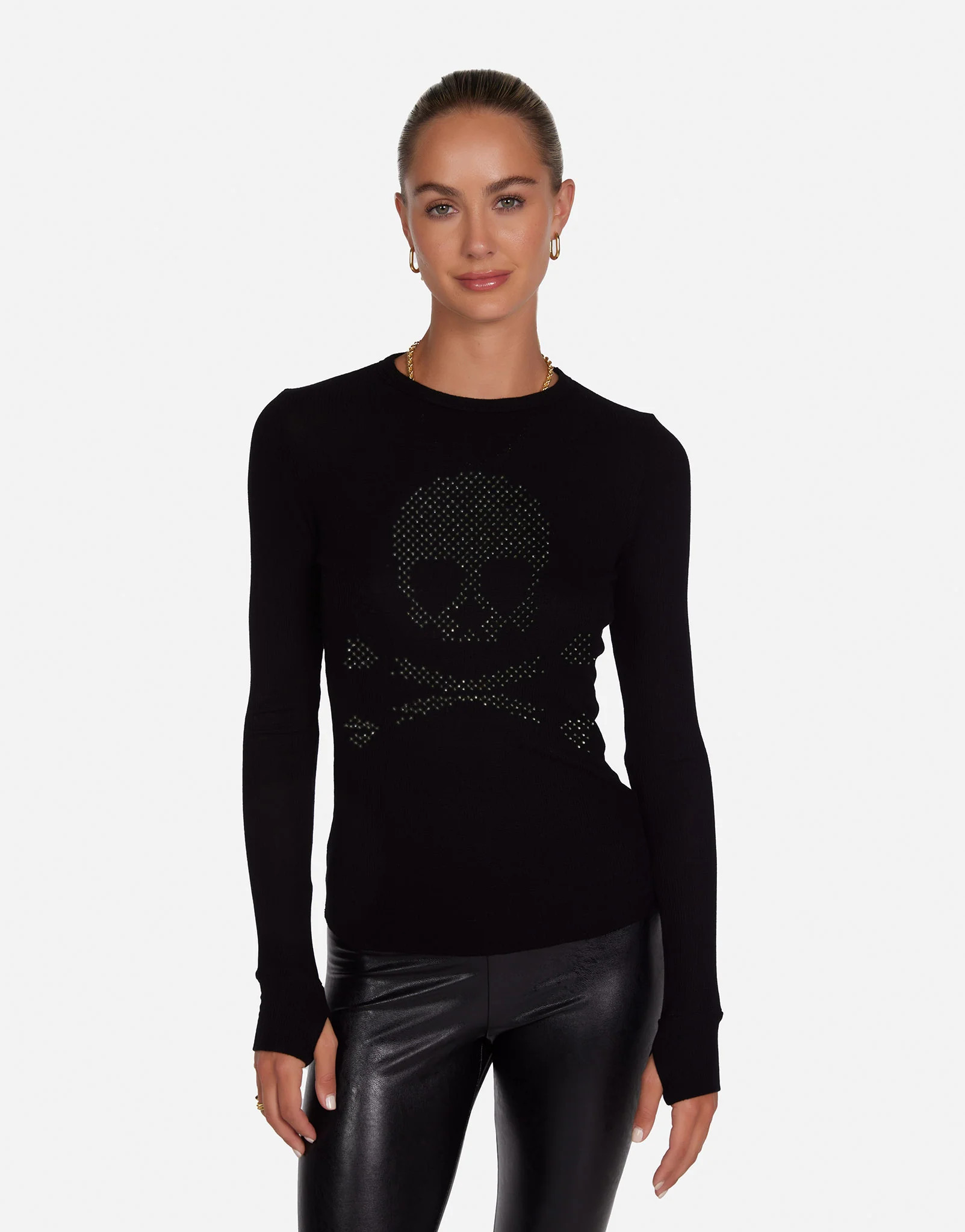Crystal Love Skull Fitted Thermal in Black | McKinley by Lauren Moshi | Lauren Moshi