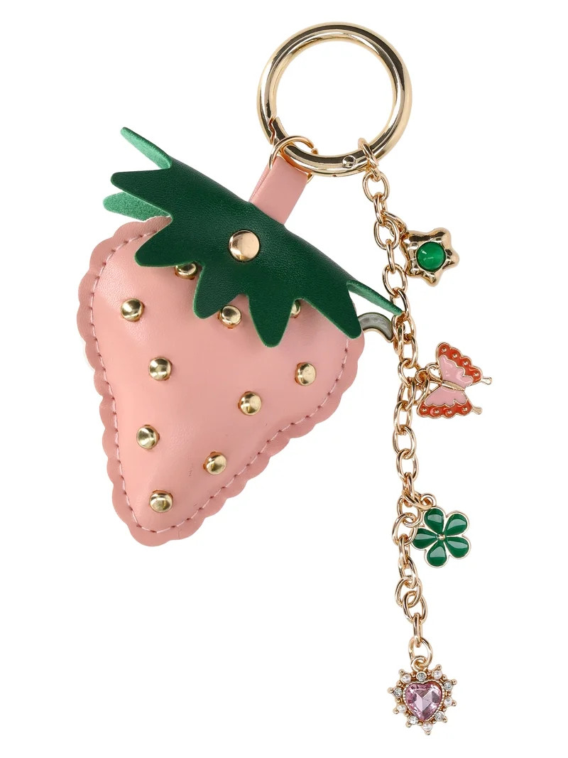 No Boundaries Women's Strawberry Bag Charm, Pink | Walmart (US)