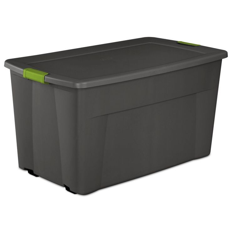 Sterilite 45gal Latching Storage Tote - Gray with Green Latch | Target