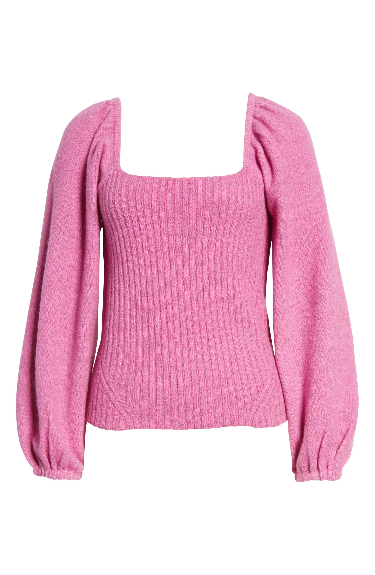 Puff Sleeve Square Neck Sweater | Nordstrom
