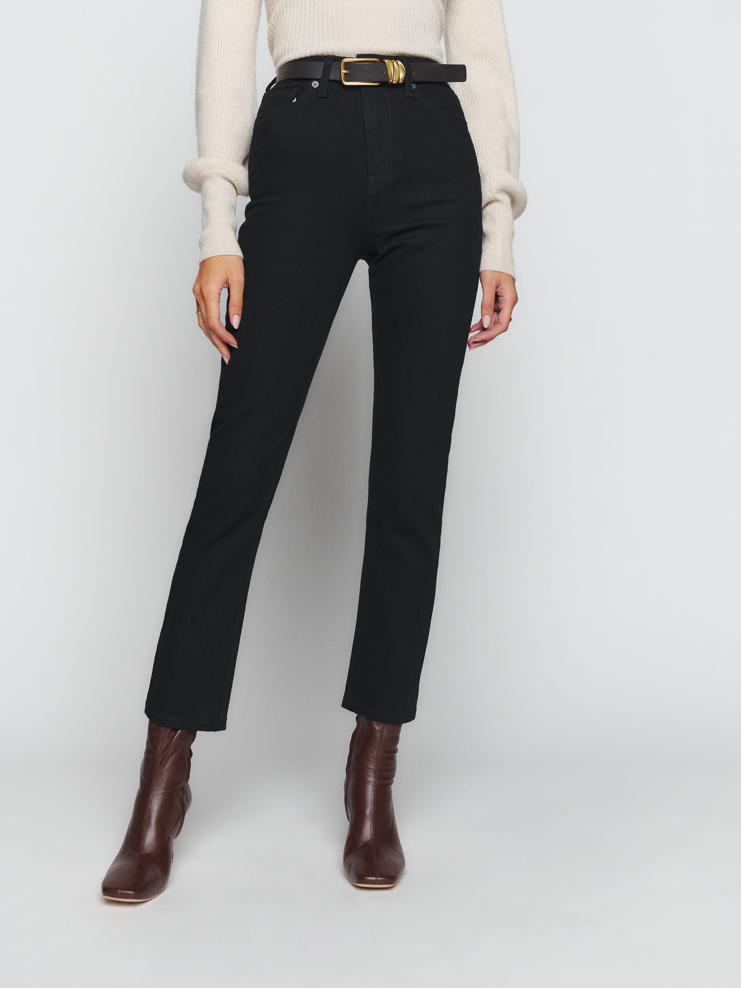Liza Ultra High Rise Straight Cropped Jeans | Reformation (Global)