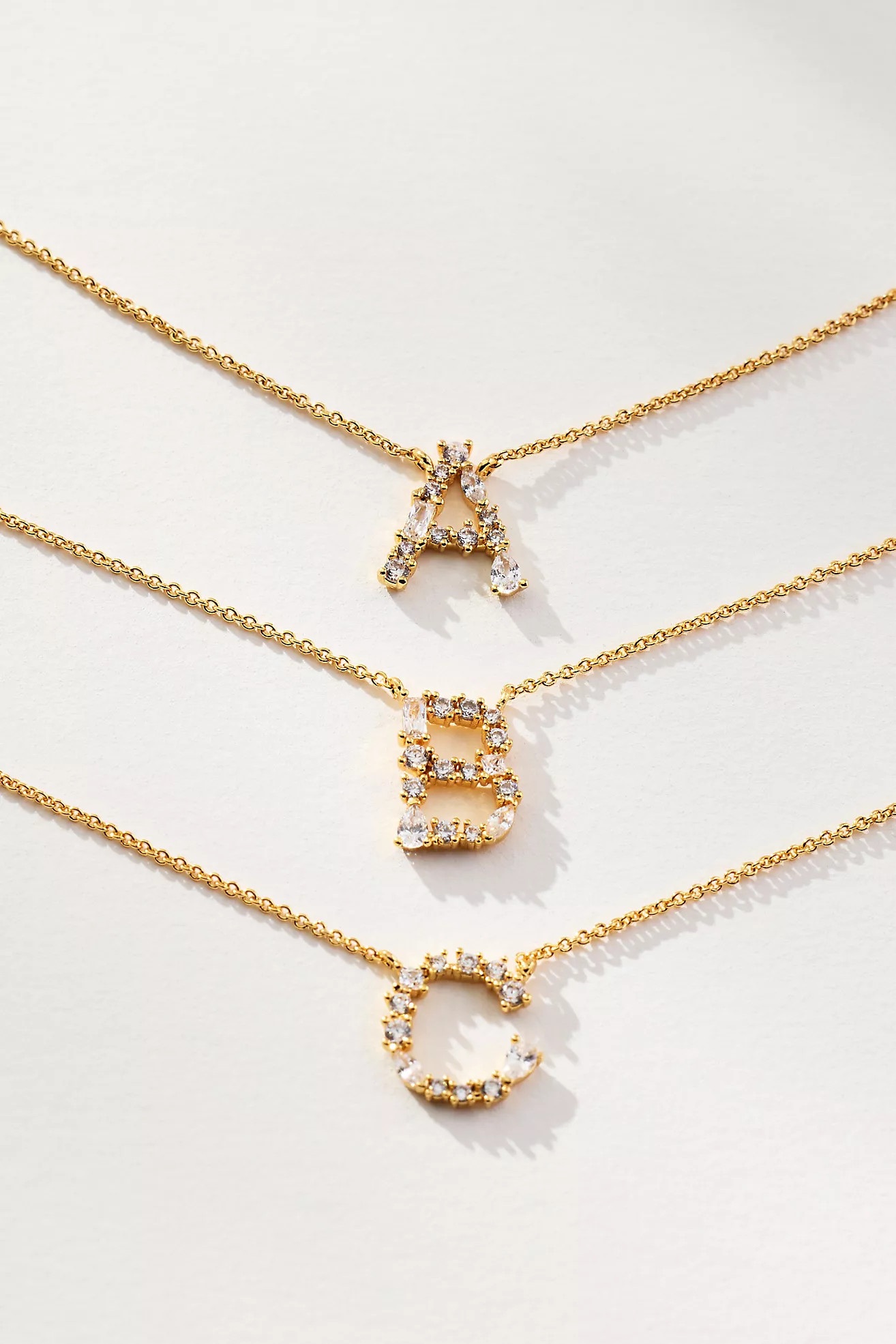 Delicate Crystal Monogram Necklace | Anthropologie (US)