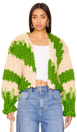 Chartreuse Diagonal Colossal Knit Jacket in Chartreuse | Revolve Clothing (Global)