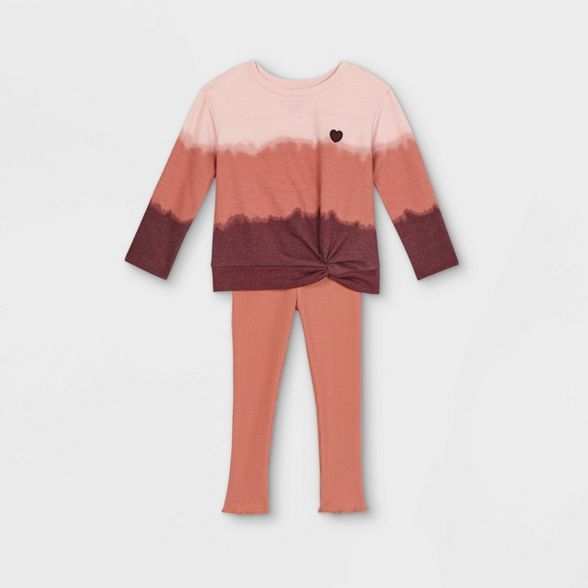 Toddler Girls' 2pc Twist Pullover & Rib Leggings Set - art class™ Coral | Target