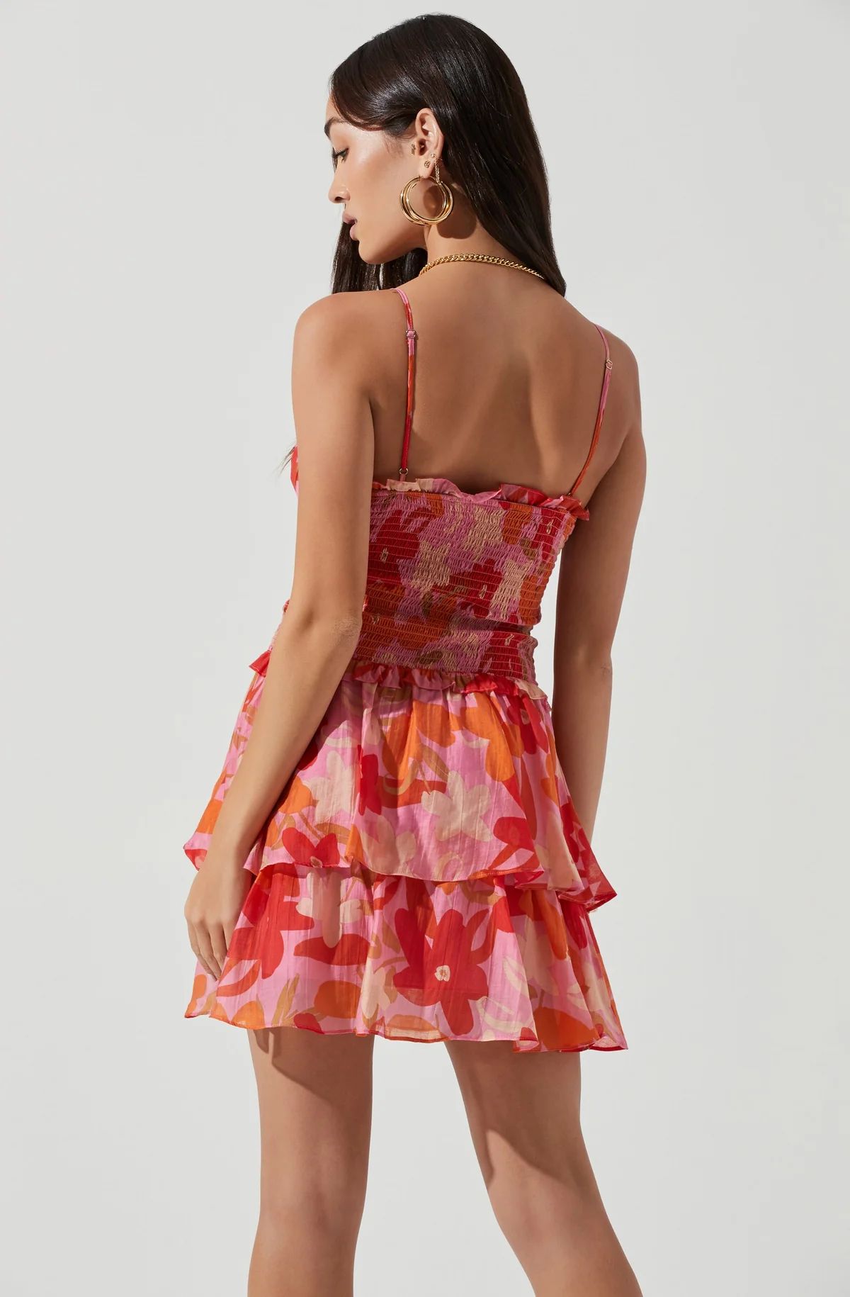 Blossom Floral Tiered Ruffle Smocked Mini Dress | ASTR The Label (US)