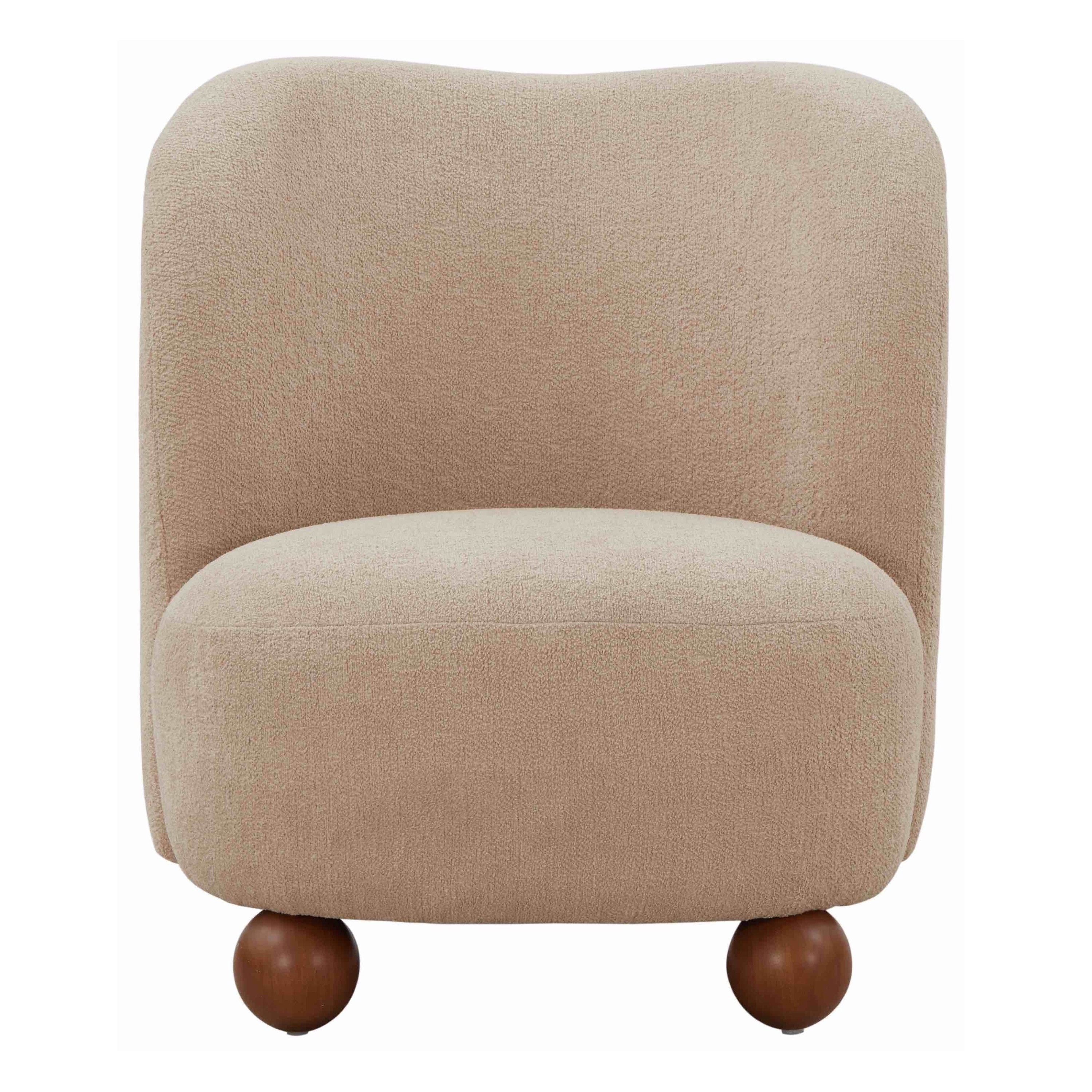 Anthony Oatmeal Boucle Ball Foot Upholstered Chair | World Market
