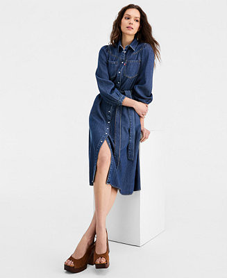Women's Point Collar Long-Sleeve Dress | Macy's