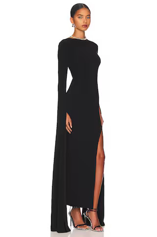 Ribbon Sleeve Gown in Black | Revolve Clothing (Global)