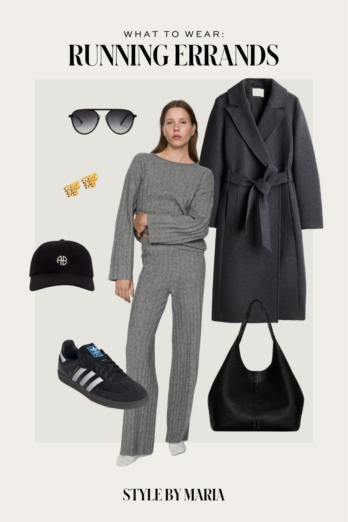 Casual fall outfit
H&M gray coat
Mango gray lounge set
Adidas samba sneakers
Rebecca minkoff handbag
Amazon sunglasses 

#LTKShoeCrush #LTKSeasonal #LTKStyleTip