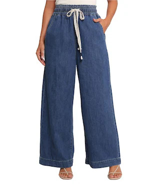 Petal & Pup Jenni Elastic Drawstring Waist Wide Leg Pull-On Denim Pants | Dillard's | Dillard's
