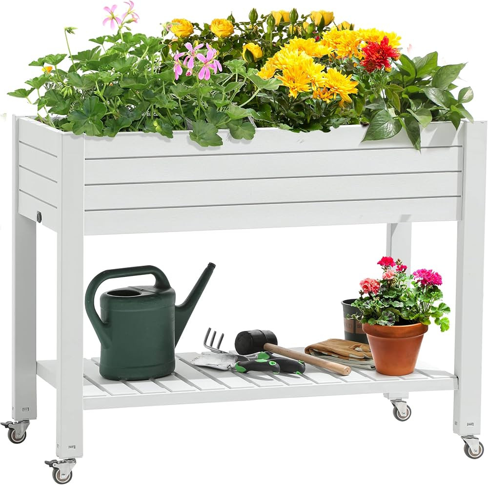 YITAHOME 3.6x1.5x2.8 FT Elevated Garden Bed Kit with Legs and Wheels, Outdoor Large Resin Planter... | Amazon (US)