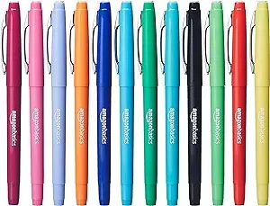 Amazon Basics Felt Tip Marker Pens - Assorted Color, 12-Pack | Amazon (US)