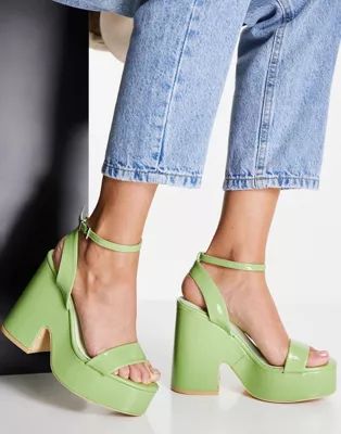 Z_Code_Z Linda vegan platform sandals in lime green patent | ASOS (Global)