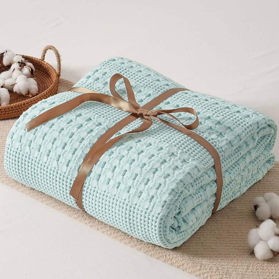 David's Home 100% Cotton Waffle Weave Throw Bed Blanket King Size, Lightweight Breathable Soft Sp... | Amazon (US)