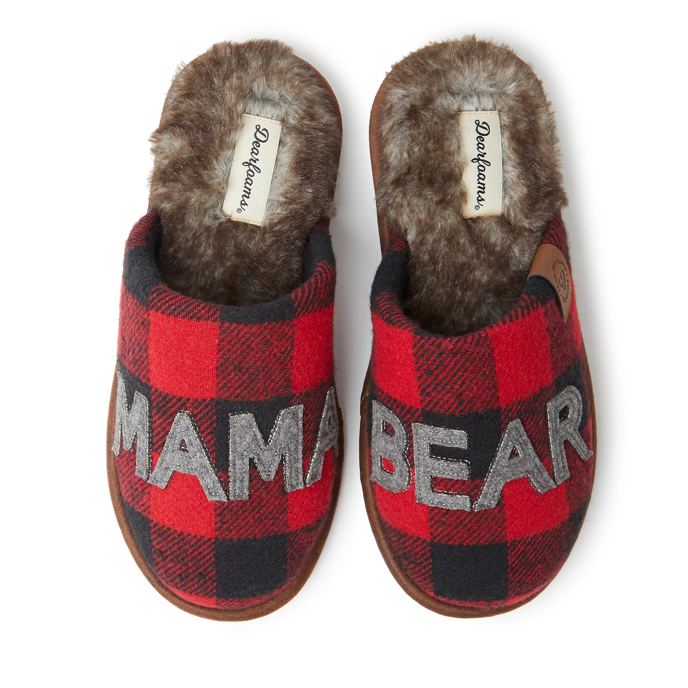 Women's Dearfoams "Mama Bear" Buffalo Check Scuff Slippers | Kohl's