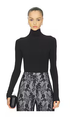 Norma Kamali Long Sleeve Turtleneck Bodysuit in Black from Revolve.com | Revolve Clothing (Global)