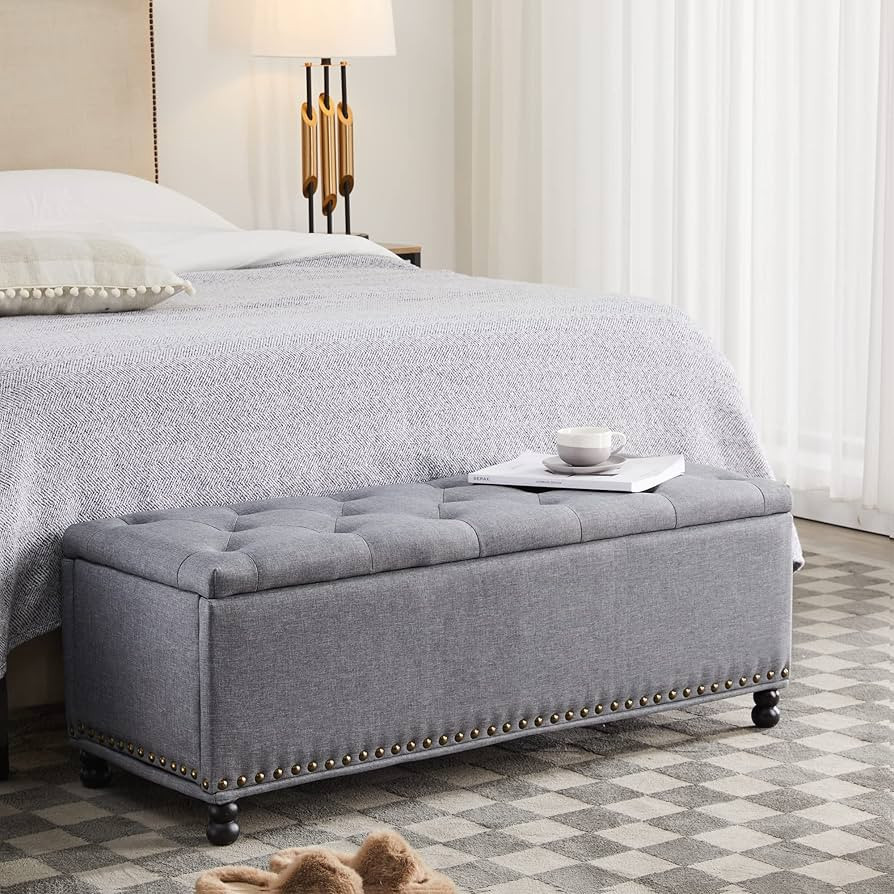 YOUDENOVA Storage Bench, 46 inch Storage Ottoman Bench, Modern Button Tufted Ottoman for Bedroom,... | Amazon (US)