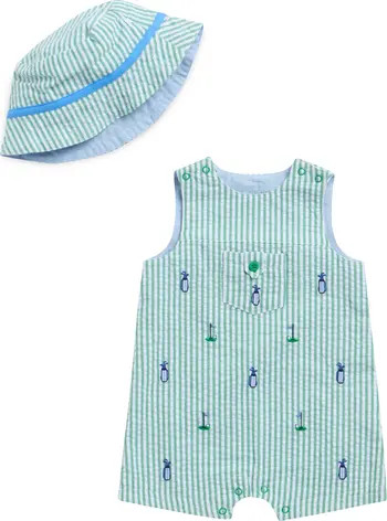 Little Me Golf Embroidered Cotton Romper & Hat Set | Nordstromrack | Nordstrom Rack