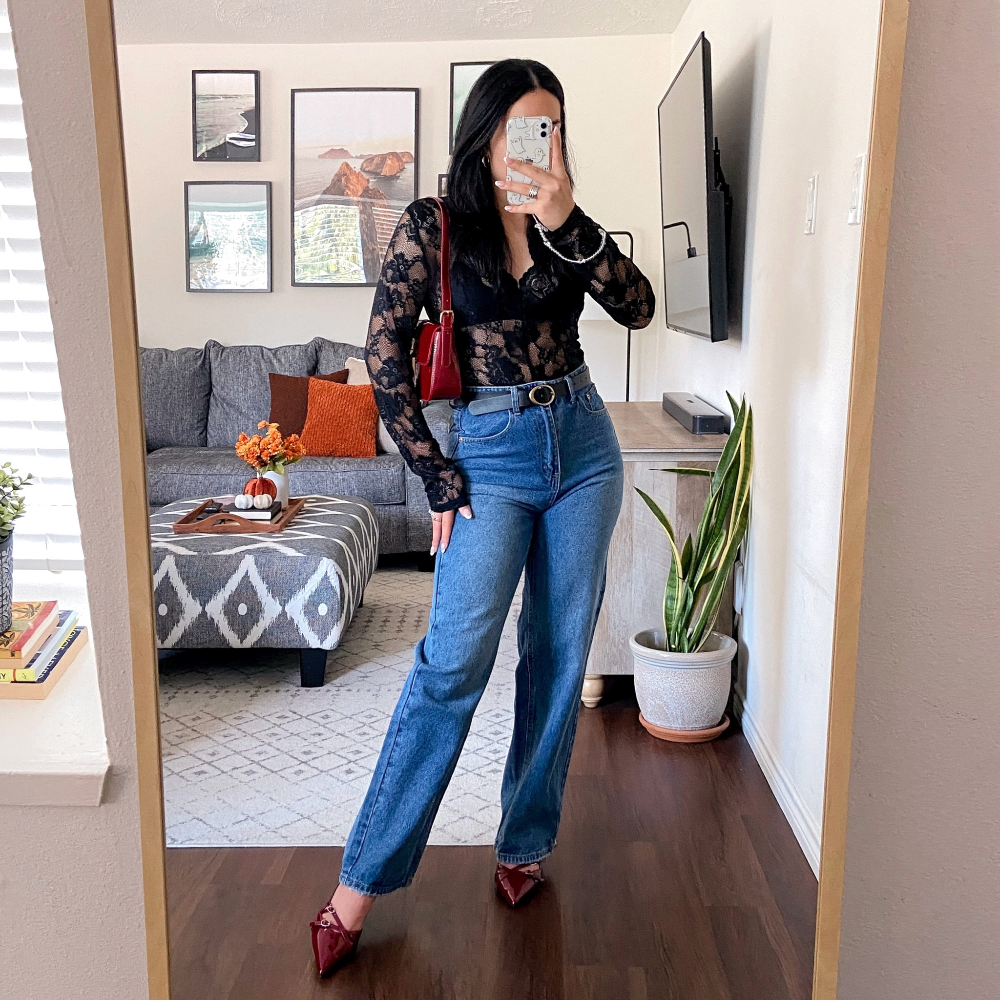 i’m wearing the lace bodysuit in a size large and it fits perfectly. the lace is not itchy or scratchy. i got this to wear as a layering piece underneath t-shirts, but just thought i’d style it as is so you could see it on its own. i’m wearing these shoes in a size US8 and they fit true to size  

#LTKFallSale #LTKShoeCrush #LTKSeasonal