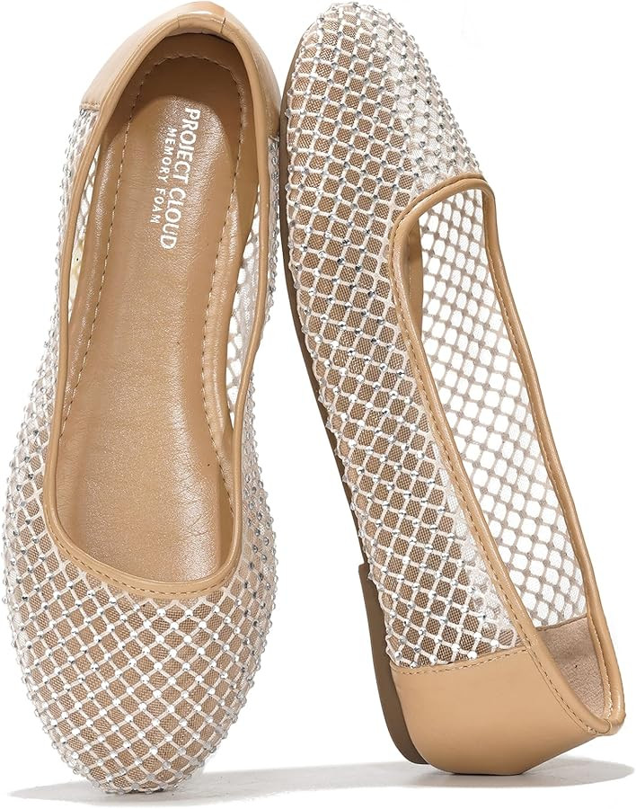 Project Cloud Mesh Womens Flats - Memory Foam Ballet Flats Shoes for Women - Non Slip Ballerina W... | Amazon (US)