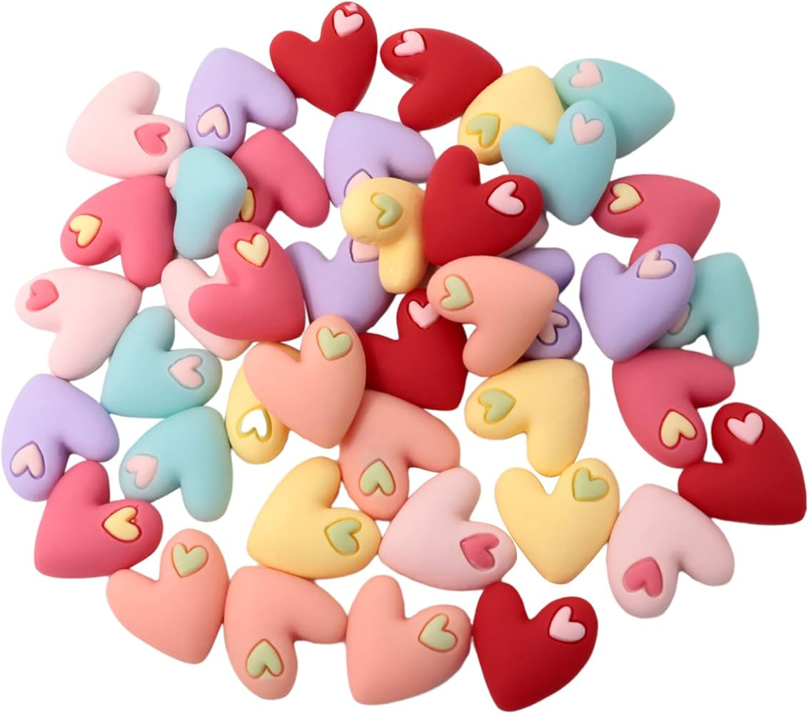 Honbay 42PCS Candy Colors Love Heart Flatback Resin Charms Double Heart Cabochons Arts Crafts Jew... | Amazon (US)