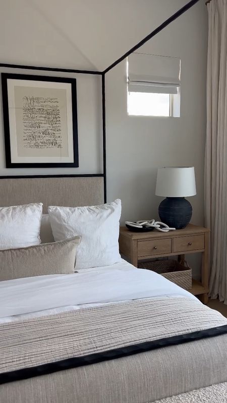 Primary Bedroom! I found the perfect drapes from two pages! I wanted them to cover the entire wall making the room
Feel super grand but still cozy! I love our canopy bed from crate and barrel and rug from pottery barn 

#LTKhome #LTKunder50 #LTKunder100