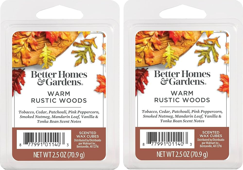 Better Homes and Gardens Scented Wax Cubes 2.5oz 2-Pack (Warm Rustic Woods) | Amazon (US)