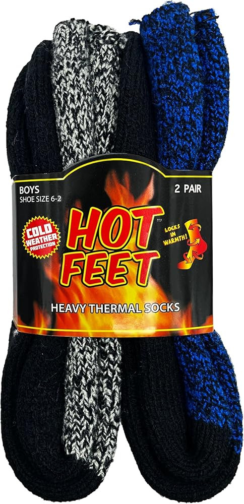 HOT FEET Kids Thermal Socks - Warm Winter Insulated Socks for Boys & Girls, Cozy & Thick Heated 2... | Amazon (US)