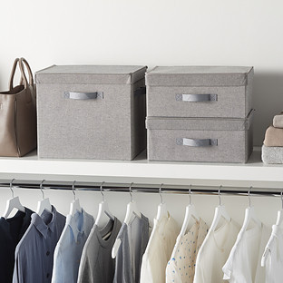 Twill Storage Box Grey | The Container Store