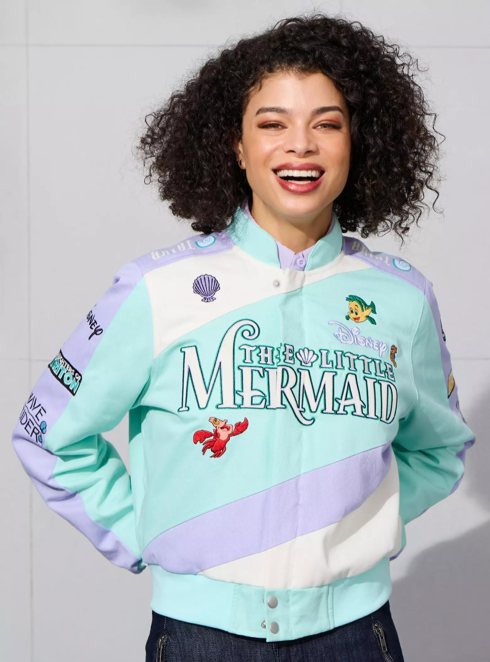 Disney The Little Mermaid Women's Cropped Racing Jacket - BoxLunch Exclusive | BoxLunch | BoxLunch