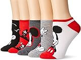 Disney Womens Mickey Mouse 5 Pack No Show Casual Sock, Red Mickey, 9-11 US | Amazon (US)