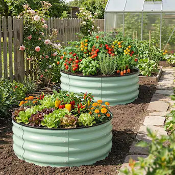 Garvee Outdoor Round Galvanized Steel Raised Garden Bed 2 Pack 3x3x1FT Durable Metal Planter Box ... | Lowe's