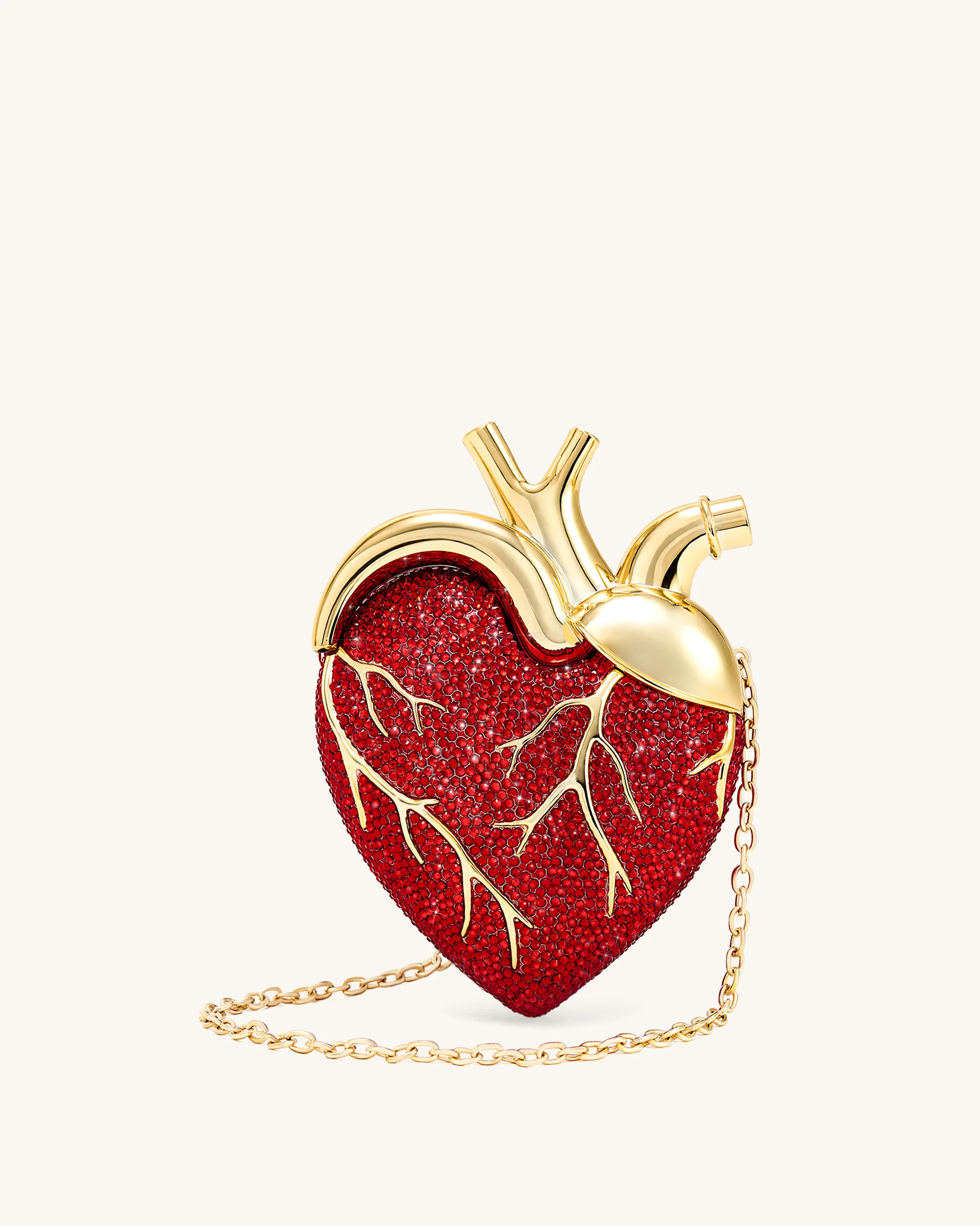Maren Artificial Crystal Heart Shaped Bag - Red | JW PEI US