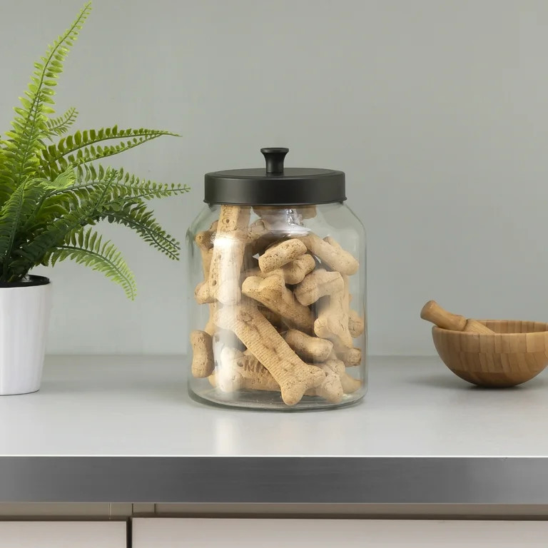 Home Basics Artisan 3 Lt Glass Jar with Black Top | Walmart (US)