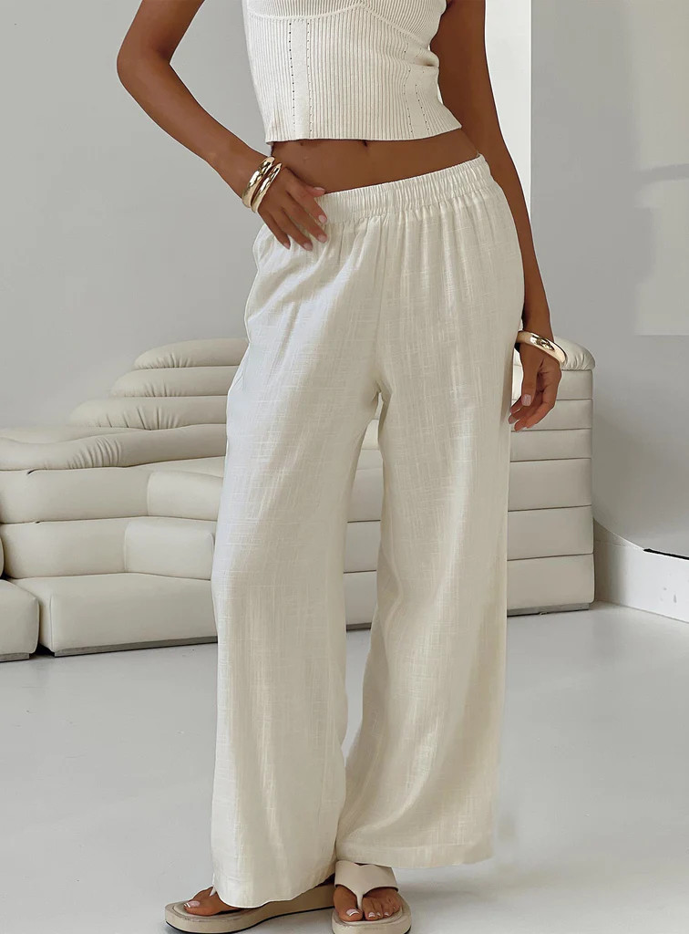 Louis Linen Blend Pants Off White | Princess Polly AU