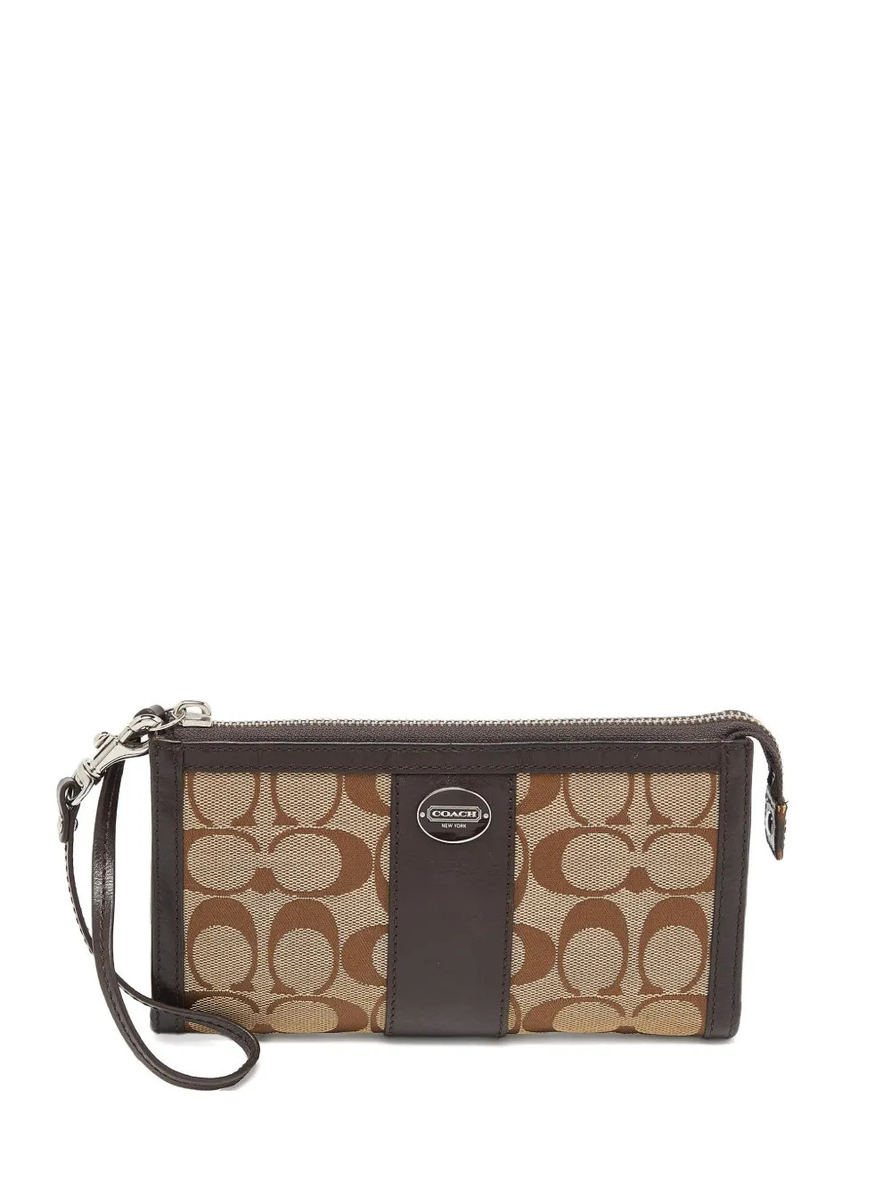 Coach Vintage pre-owned leather-trim clutch bag - Neutrals | Farfetch Global